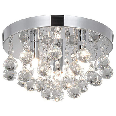 Modern Round Crystal Ceiling Light Flush Mount Small Chandelier, Silver Modern Ceiling Lamps Fixture