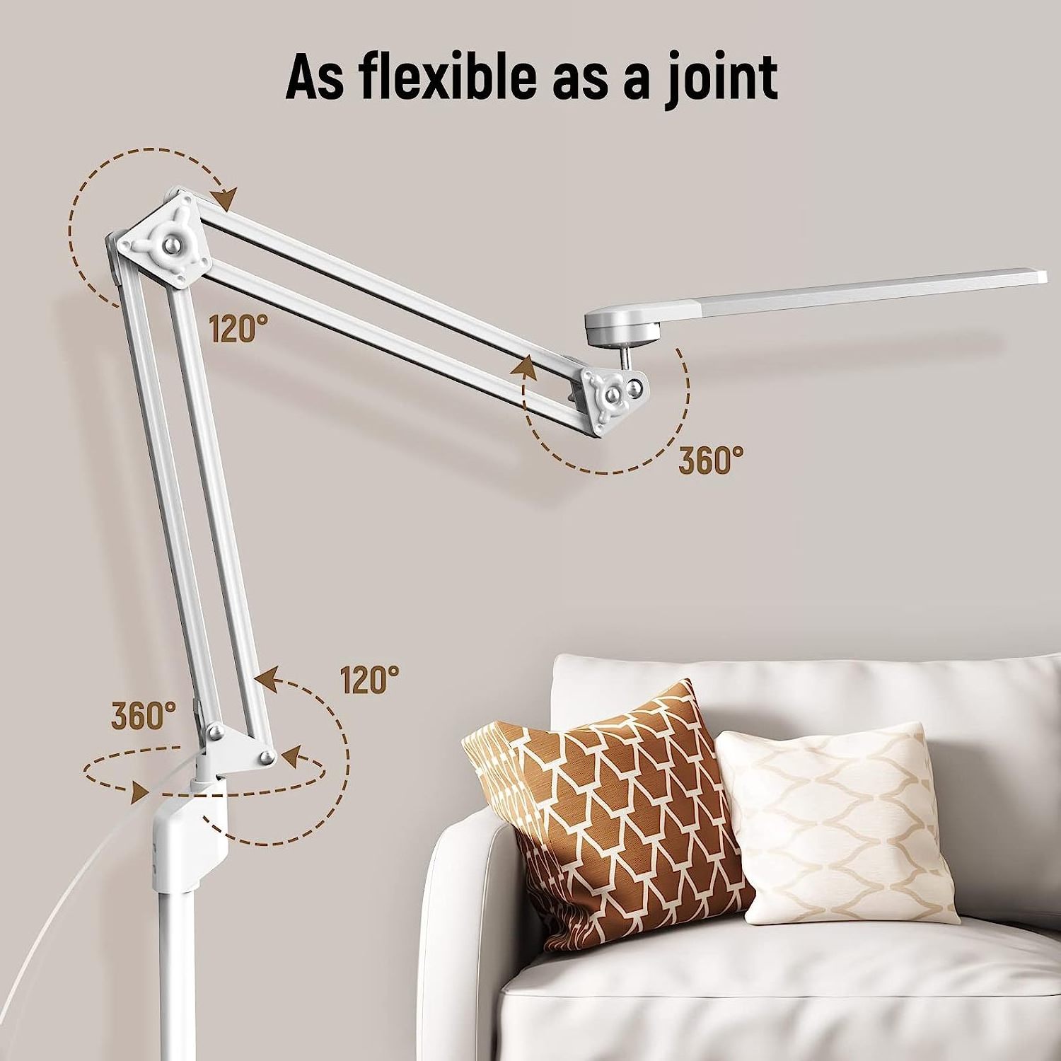 Floor Lamp 12W Swing Arm Vertical Indoor Lighting Adjustable Swing Arm For Office Lighting