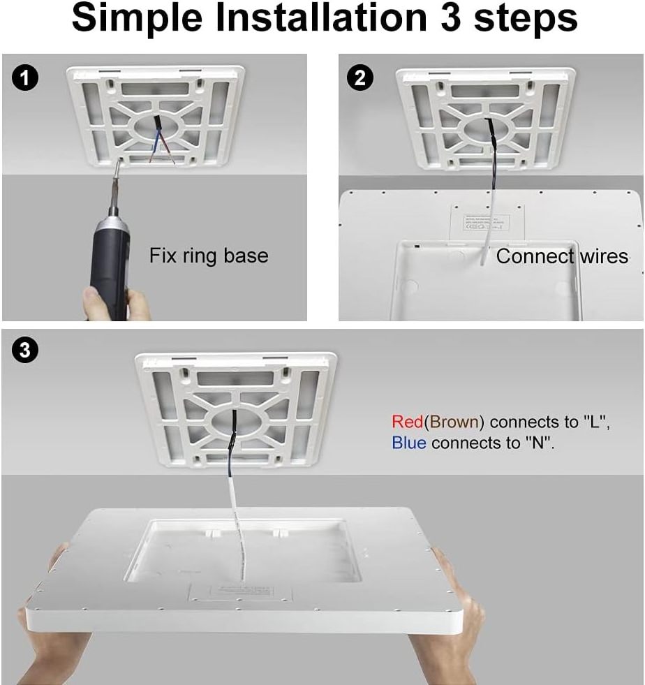 LED Recessed Ceiling Light Slim Square Flat Panel Lighting For Bedroom Living Room Staircase