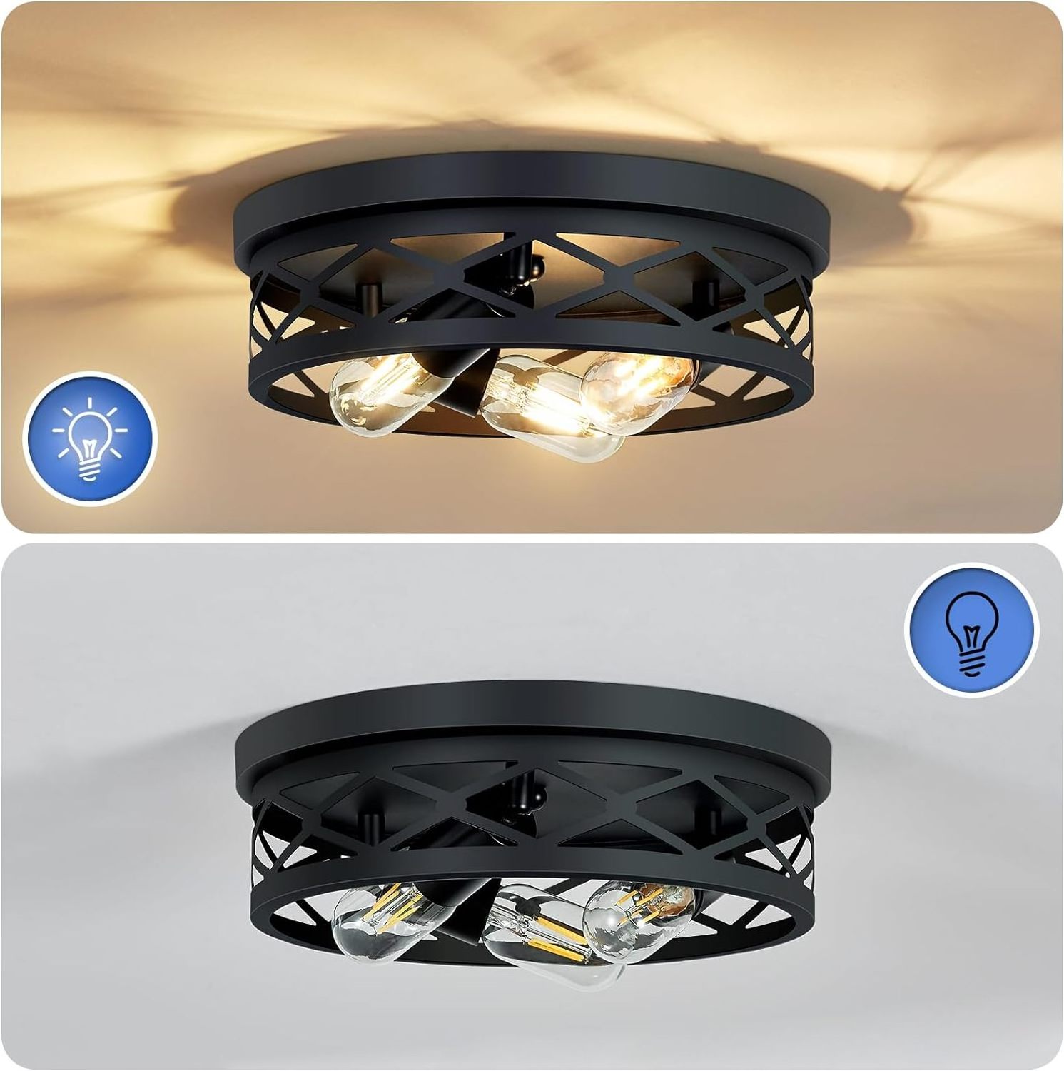 Ceiling Light Farmhouse Recessed Ceiling Lighting Suitable for Hallway Kitchen Living Room E26 Base 2 Piece Set