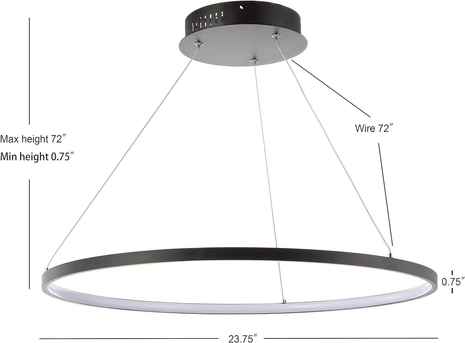 Modern Round LED Pendant Light Matte Black Indoor Ceiling Lighting For Kitchen Living Room Bedroom Foyer