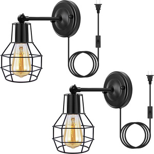 Industrial Retro Wall Sconce Black Wire Cage Bathroom Vanity Lighting Fixtures For Suitable For Bedroom Farmhouse Hallway