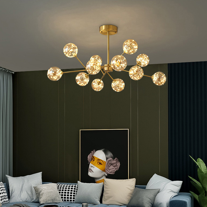 15 Light Sputnik Pendant Gold Glass Shade Rustic Ceiling Lighting Fixtures For Kitchen Dining Room Living Room Bedroom Office.