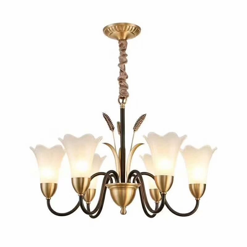 European single retro home decor gold Matte black finish E14 bulb holder chandelier