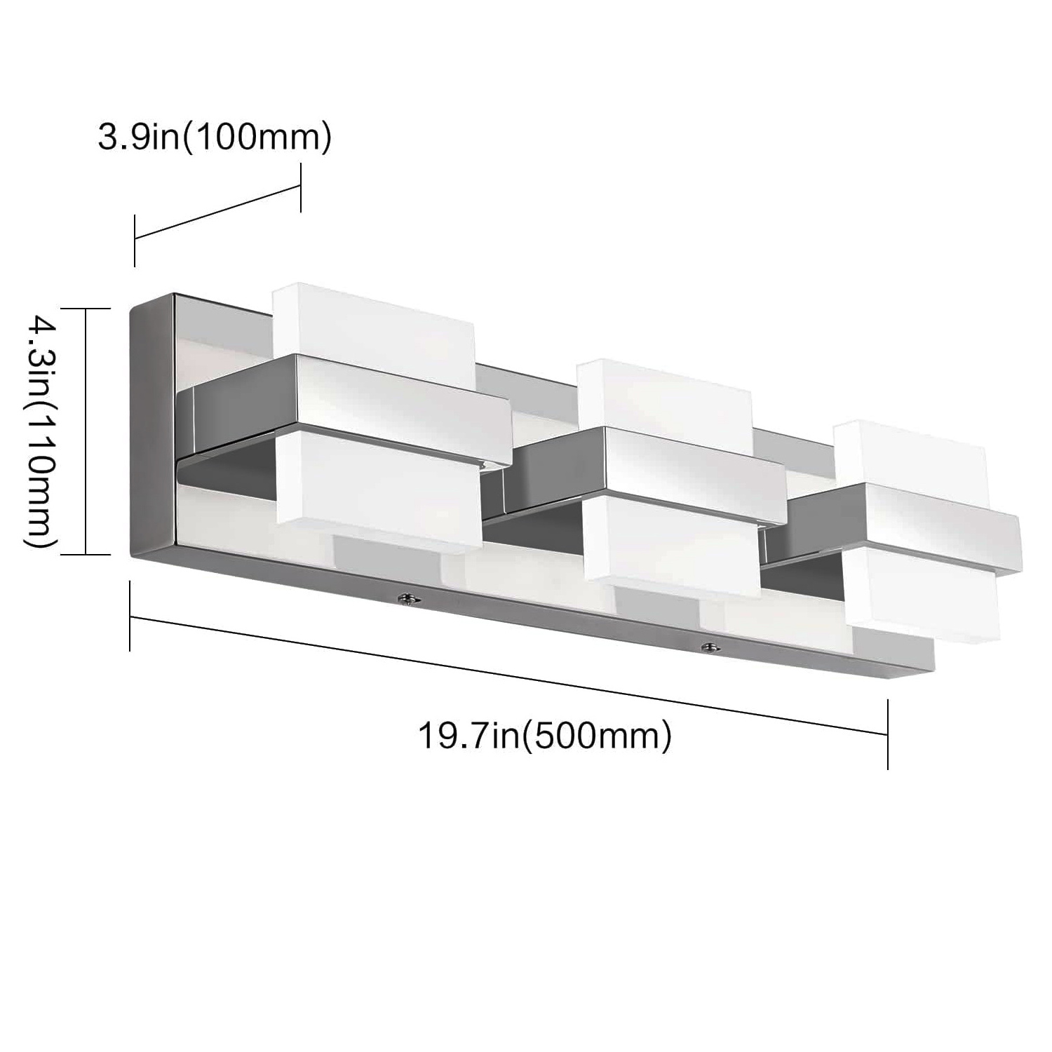 LED Modern Bathroom Vanity Light Fixtures 3 Lights Chrome Bathroom Wall Sconce Modern Acrylic Bathroom Wall Lighting