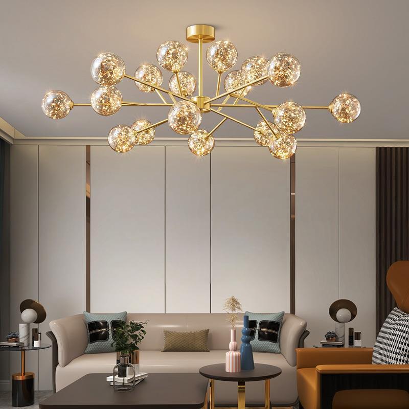 15 Light Sputnik Pendant Gold Glass Shade Rustic Ceiling Lighting Fixtures For Kitchen Dining Room Living Room Bedroom Office.