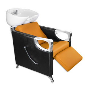 Shampoo Chair and Bowl for Salon Ceramic Basin Shampoo Bed Backwash Hairdressing Sink Chair for Spa Beauty Salon Equipment