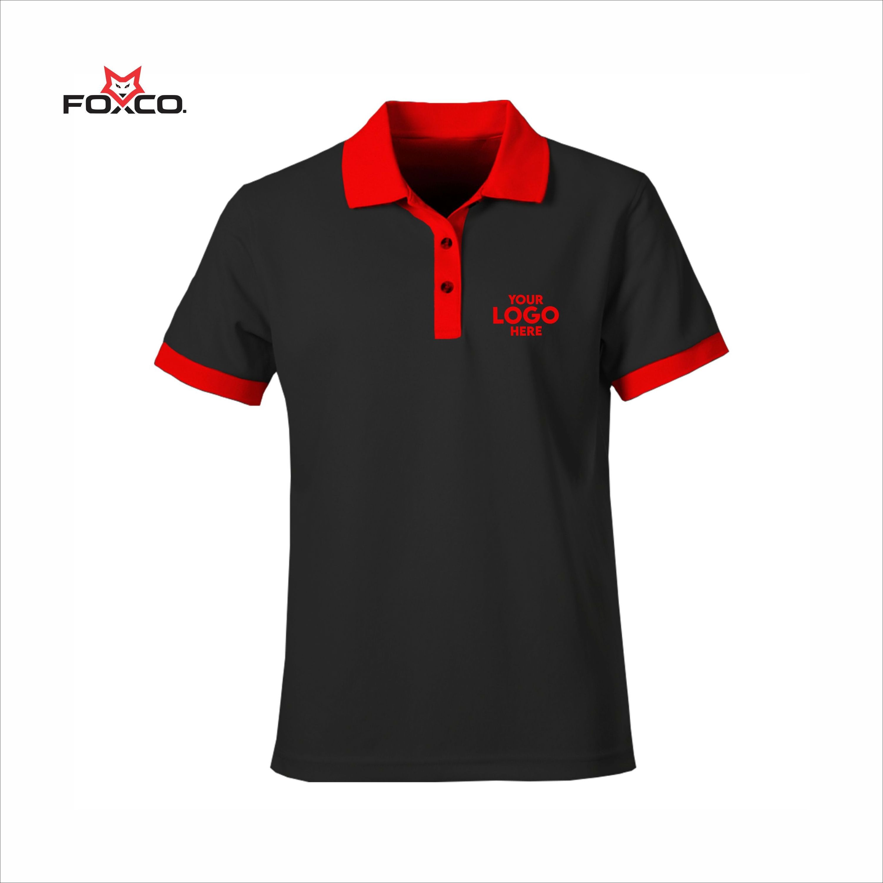 custom logo blank high quality 100% cotton polo shirt with collar black & red polo shirts