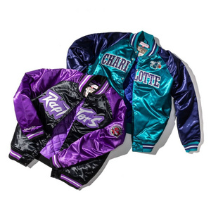 Custom Made Satin Varsity Jacket For Men Cheap Price Satin Basketball Sports Full Sleeves Jacket 2023 With Your Own Design