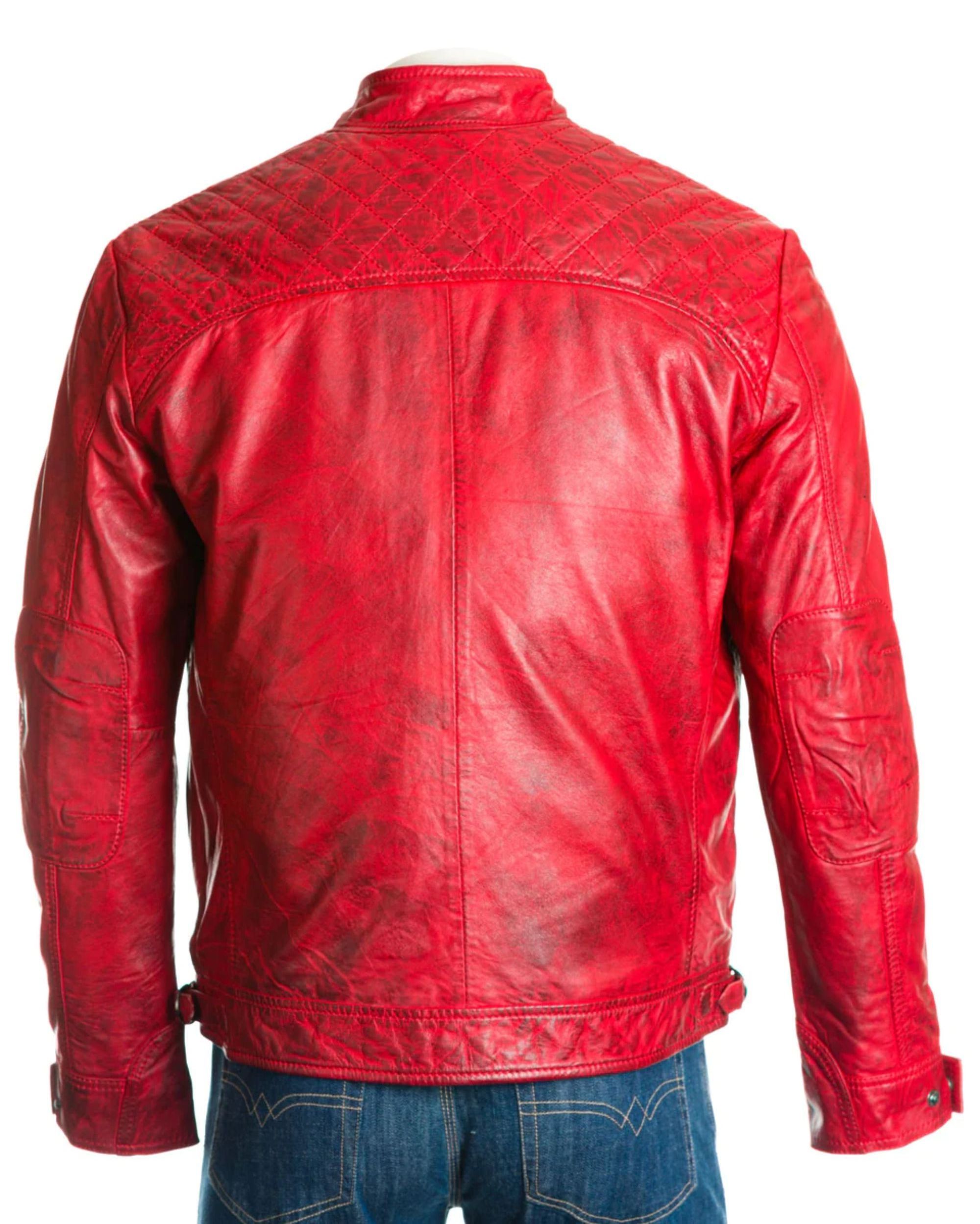 Heavy Winter Custom Red Color Leather Jacket Casual Stand Collar Motorcycle Leather Jackets For Men OEM ODM Service available