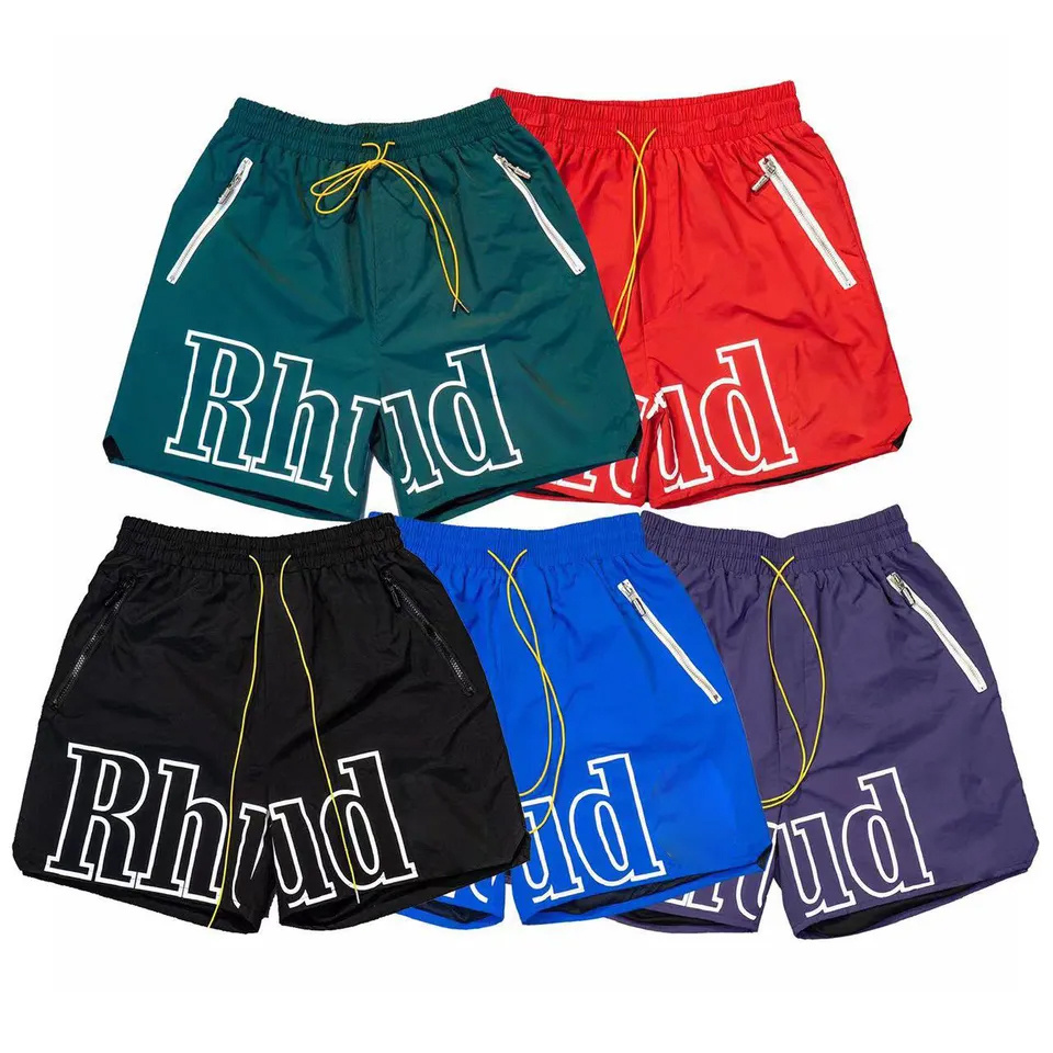 2024 Best Price RHUDE Different Col Side Zipper Custom Nylon Shorts Men / Shorts For Men Wholesale Swim Trunks Custom Shorts