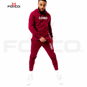 full maroon sweatsuit unisex sets men's casual track suits unisex fleece sweat suits with hood