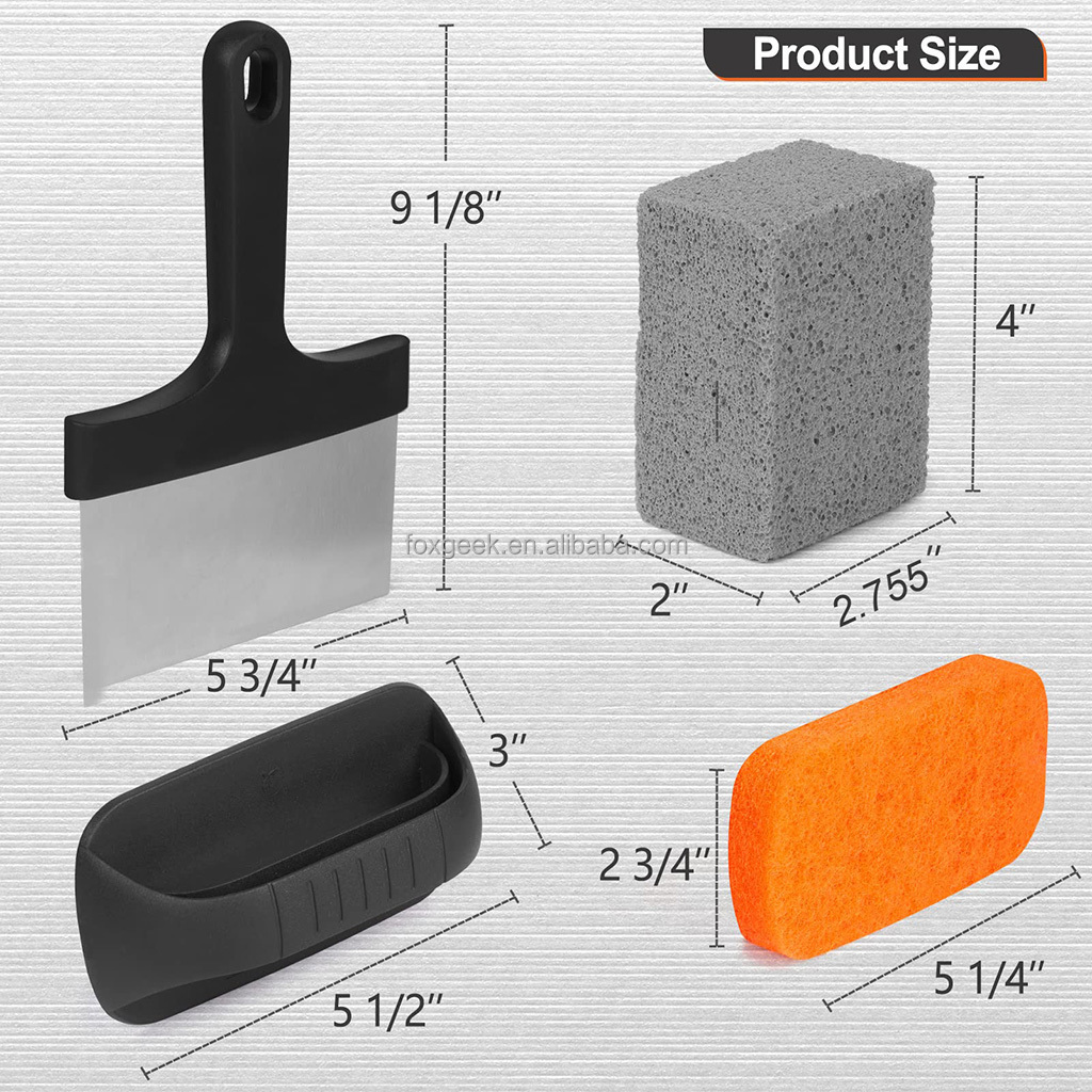 Grill Scraper for Blackstone Griddle Cleaning Kit, BBQ Pumice Stone Cleaning Bricks and Cleaning Brush Sponge Pads Custom