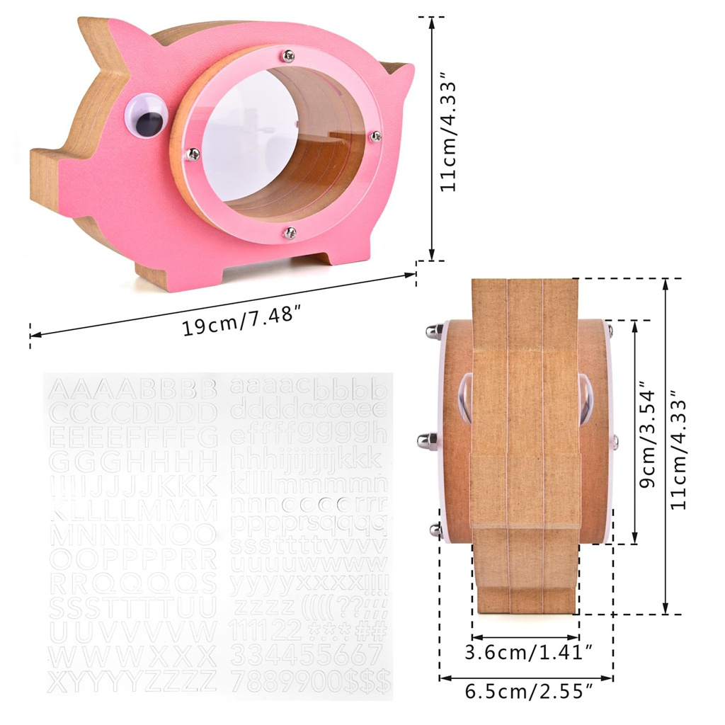 Personalized Pig Pattern Piggy Bank for Kids Money Box Wooden Coin Bank Money Saving Box for for Boys Girls Christmas Gifts