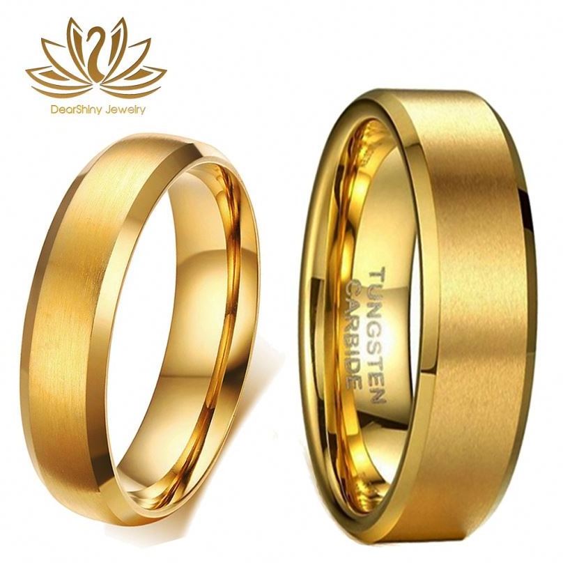 Hand Made Tungsten Wedding Ring 2/4/5/6/7/8mm Men Womens Couple Ring Gift 24K Gold Plated Band His or Her Gift