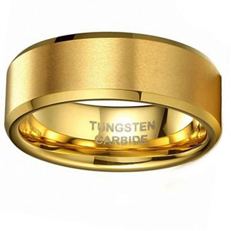 Hand Made Tungsten Wedding Ring 2/4/5/6/7/8mm Men Womens Couple Ring Gift 24K Gold Plated Band His or Her Gift