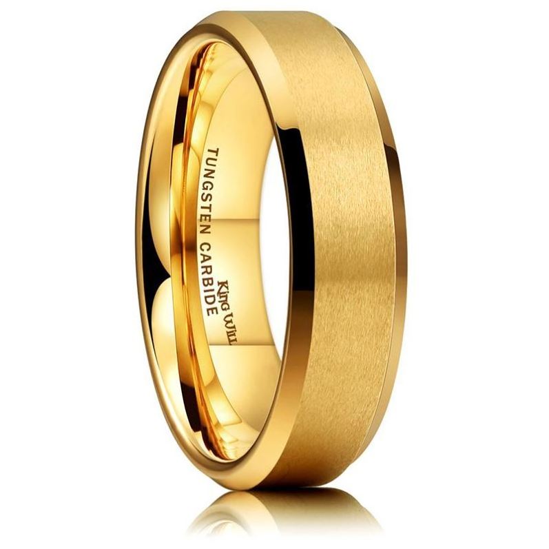 Hand Made Tungsten Wedding Ring 2/4/5/6/7/8mm Men Womens Couple Ring Gift 24K Gold Plated Band His or Her Gift