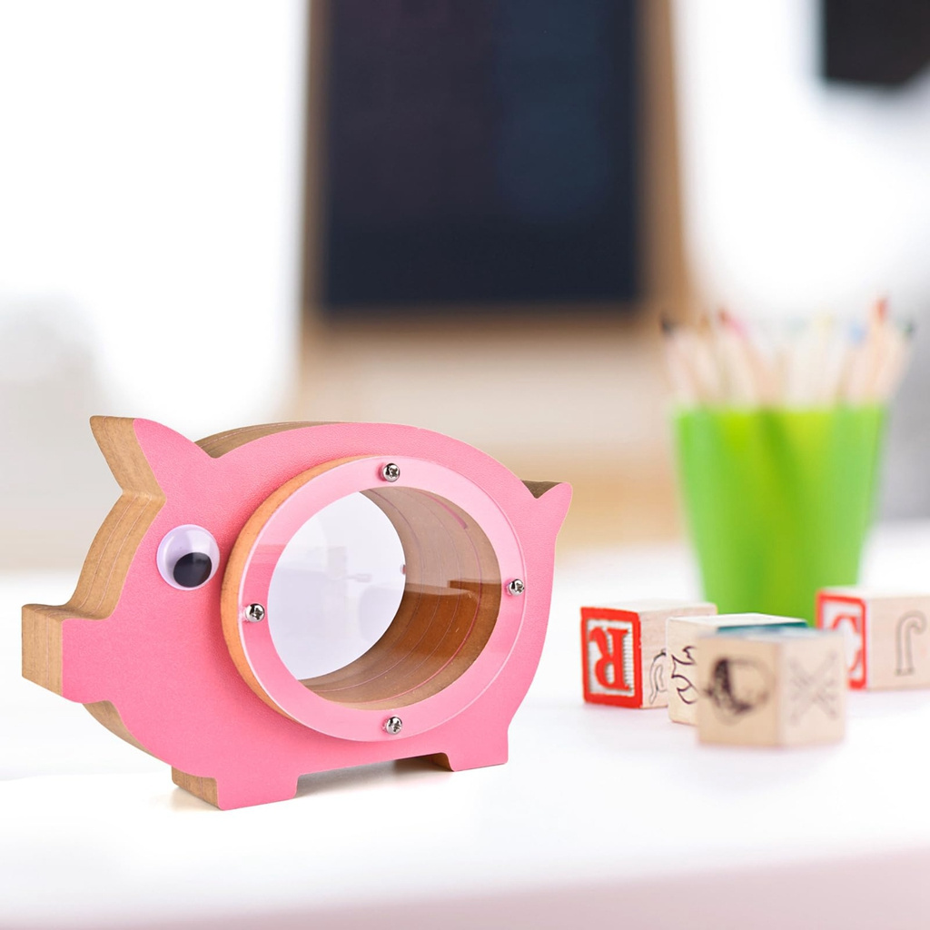 Personalized Pig Pattern Piggy Bank for Kids Money Box Wooden Coin Bank Money Saving Box for for Boys Girls Christmas Gifts