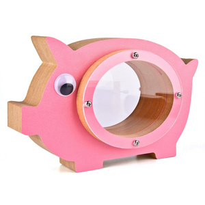 Personalized Pig Pattern Piggy Bank for Kids Money Box Wooden Coin Bank Money Saving Box for for Boys Girls Christmas Gifts