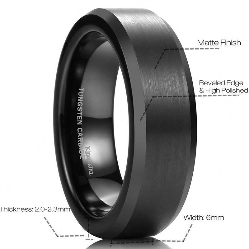 High Quality Black Tungsten Ring 2mm/3/4/5/6/7/8mm Carbide Steel Blank Brushed Beveled Custom Personalized Jewelry