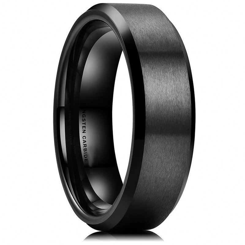 High Quality Black Tungsten Ring 2mm/3/4/5/6/7/8mm Carbide Steel Blank Brushed Beveled Custom Personalized Jewelry