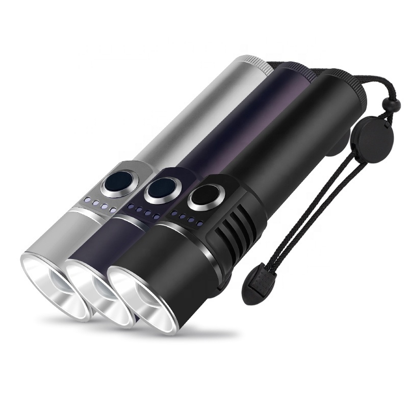 Multi Function Usb Rechargeable Long Range Tactical Powerbank 1500 Lumens Flashlight