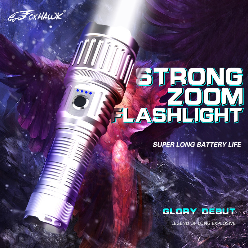 Powerful Zoomable Portable USB Rechargeable Outdoor Camping Tactical Flashlight Torch Long Range Lantern Manufacturer