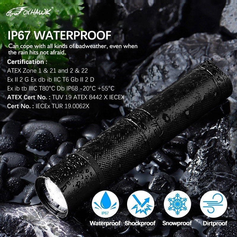 Ultra Brightness Aluminum Alloy Professional Electric Ex-Proof Led Flashlight Torch For Fireman