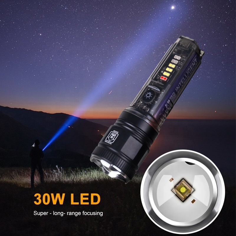 High Lumens Telescopic Zoom Multi-Functional Emergency Led Torch Power Bank Solar Flashlight