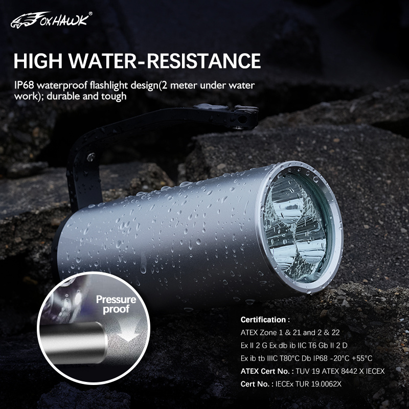 Foxhawk F5 IP68 Water Proof Long Range Powerful 3000 Lumens EDC Rechargeable Handheld Flashlight