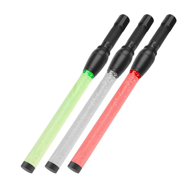 Switch Button Multifunction Aluminum Alloy Traffic Control Wand Lighted Railway Signal Baton Tri Color Torch