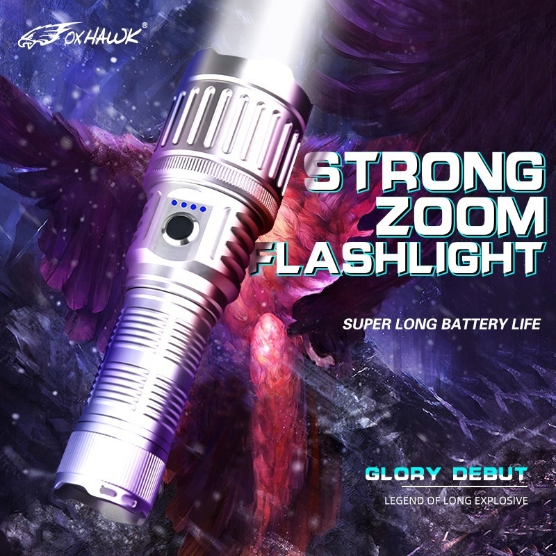 Zoomable White Torch Led Light Long Range Powerful Aluminum Alloy Tactical Laser Strobe Flashlight