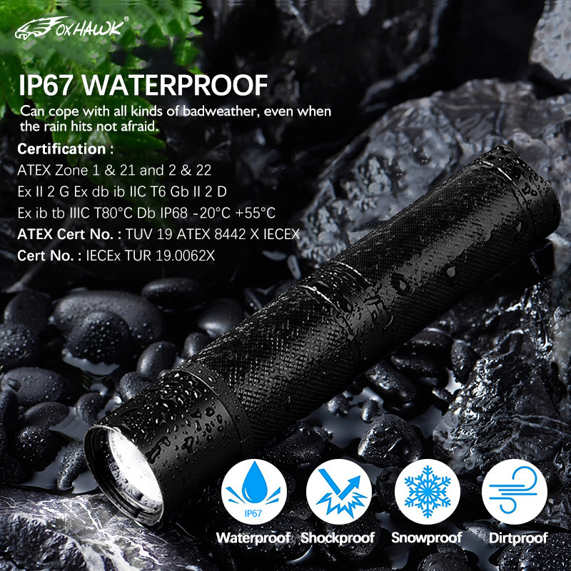 Rechargeable Led Flashlight Explosion Proof Portable Flash Light For Hazardous Locations