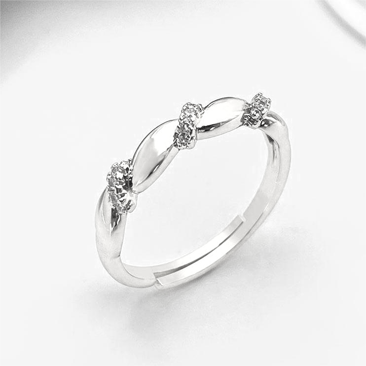 FOXI 100% 925 Sterling Silver Ring Women Finger Rings for Women Silver Cocktail Ring Geometric fine cz around Luxury Jewelry