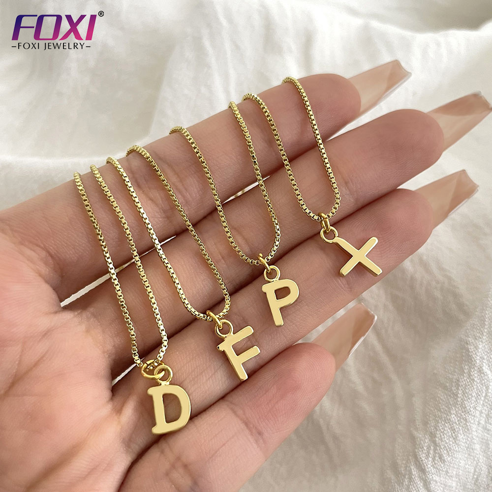 small fashion jewelry pendant stainless steel 18K gold plated letter initial necklace for women and kids