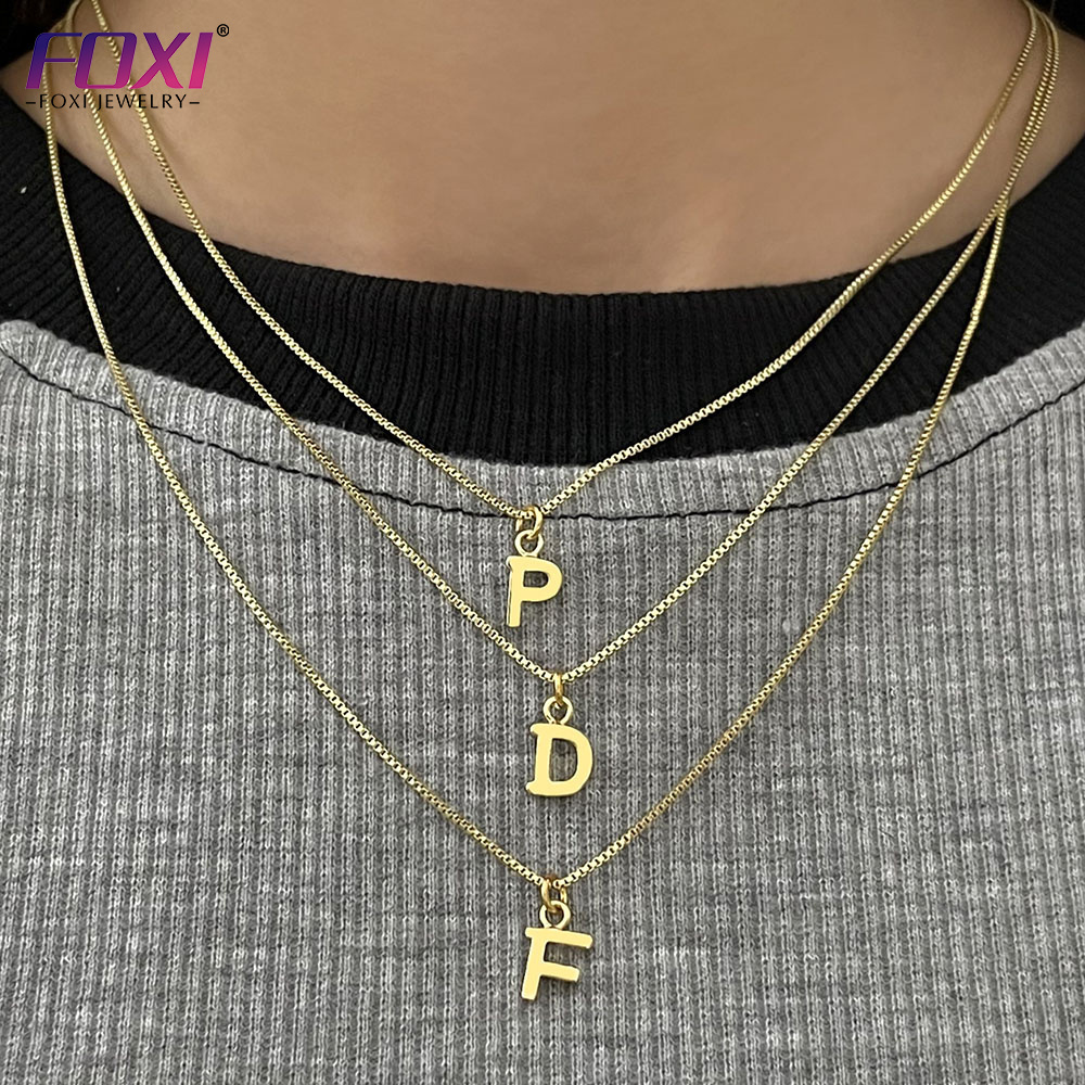 small fashion jewelry pendant stainless steel 18K gold plated letter initial necklace for women and kids