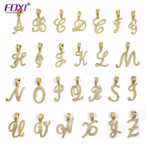 FOXI JEWELRY iced out Hip hop bling Jewelry Custom Cursive Letter  Necklace Pendant Personalised jewelry