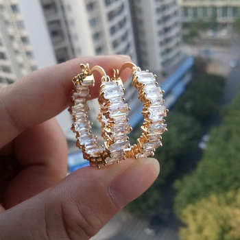 2023 Hot Sale 14K 18K Gold Plated Brass Zircon Huggie Hoop Earrings for Women- Environmental Protection Material