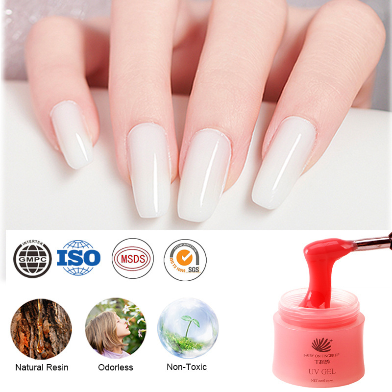 Clear Nude Color Jelly Glue Soak off Light Therapy Nail Extension hard UV Gel Polish Gel