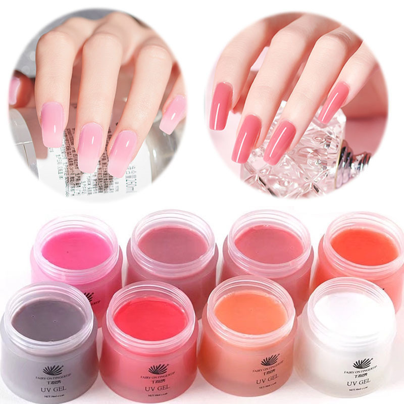 Clear Nude Color Jelly Glue Soak off Light Therapy Nail Extension hard UV Gel Polish Gel