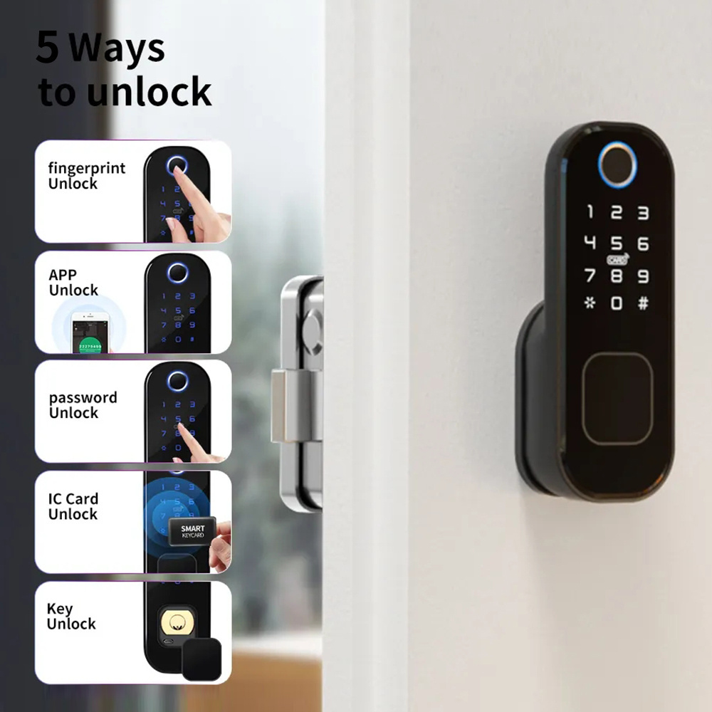 Wifi Smart Door Lock Outdoor Dual Side Fingerprint TUYA Control Digital Smart Rim Deadbolt  Lock