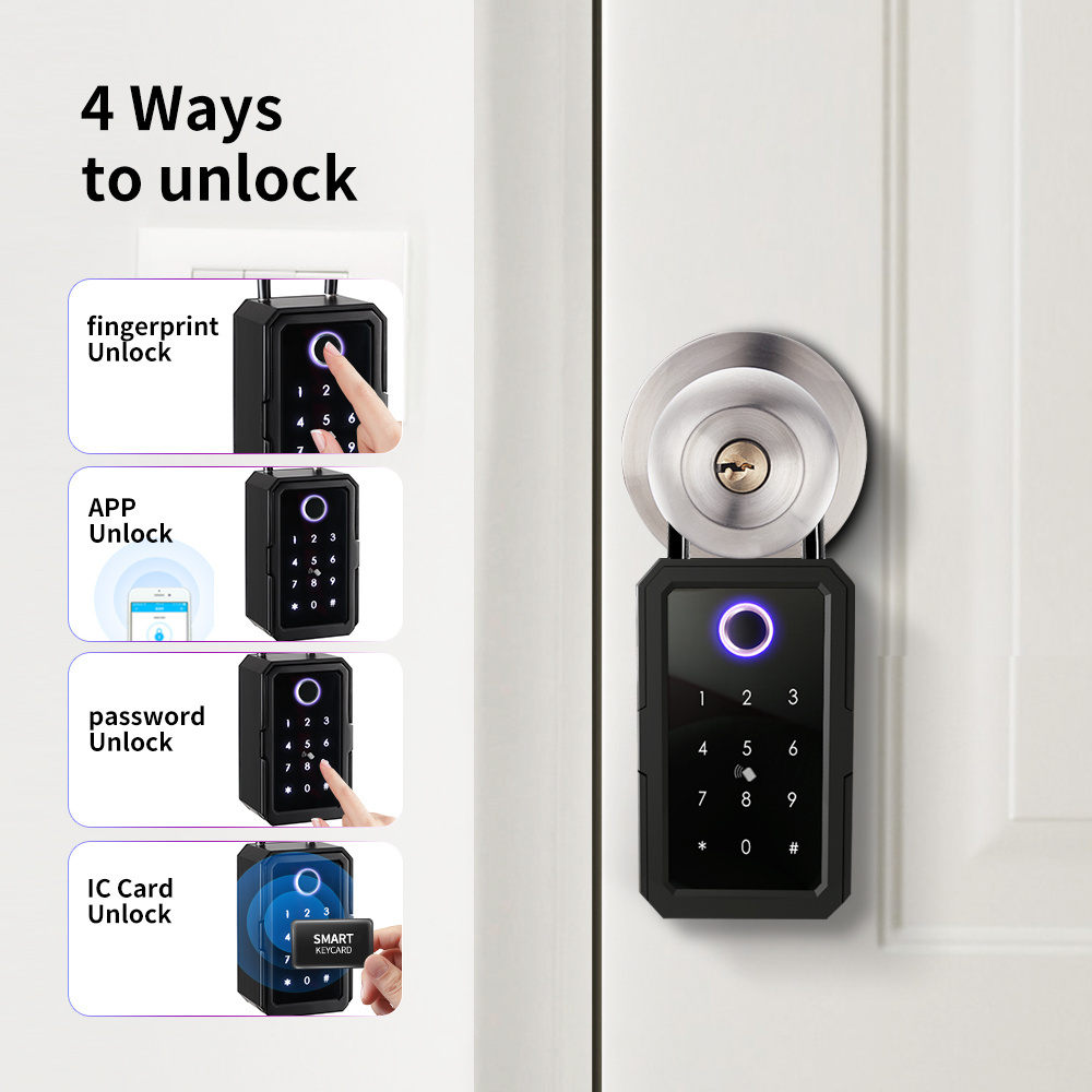 Wall Mounted APP Combination Portable Security Electronic Lock Key Box Fingerprint Password Smart Key Box