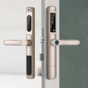 Keyless Outdoor Sliding Framed Glass Door Wifi Tuya App Biometric Fingerprint Electronic Lock Swing Door Lock Smart