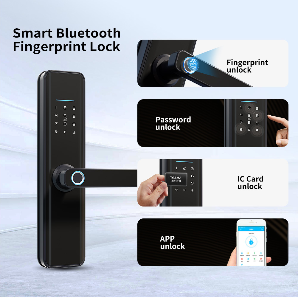 Front Door Fingerprint Smart Lock Remote Safety TTlock Password Door Handle Lock