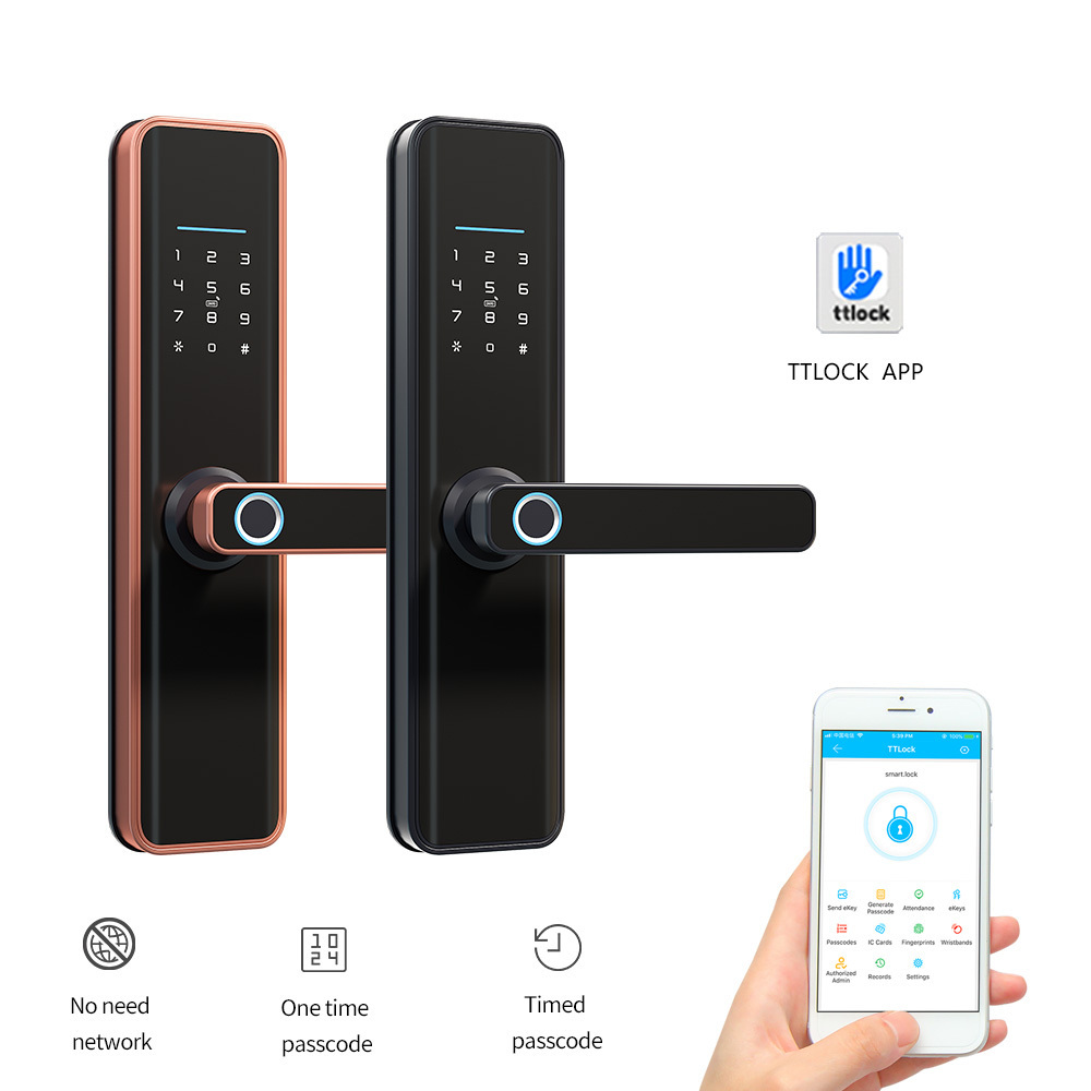 Front Door Fingerprint Smart Lock Remote Safety TTlock Password Door Handle Lock