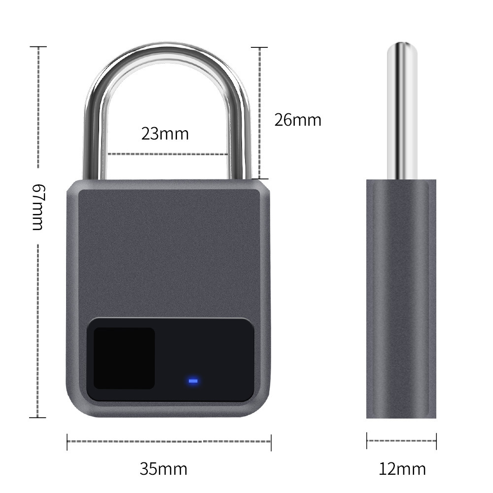 Smart Fingerprint Identification Padlock Lock 20 Groups Fingerprint Storage Electric Anti-thief Luggage Padlock Lock USB Charger