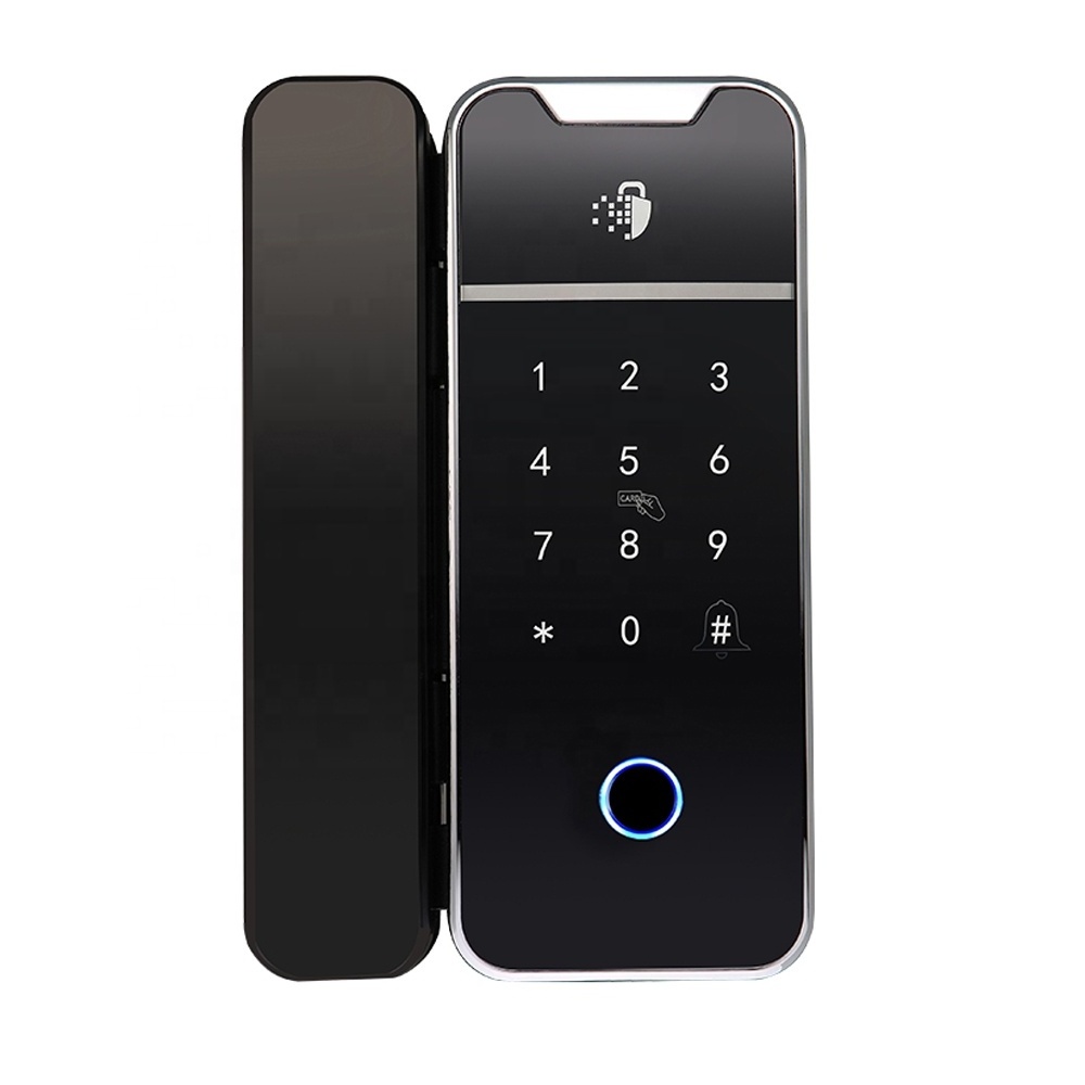 TTlock BLE App Electronic Patio Digital Door Lock Fingerprint Keypad IC card framed or frameless Electronic Sliding Door Lock