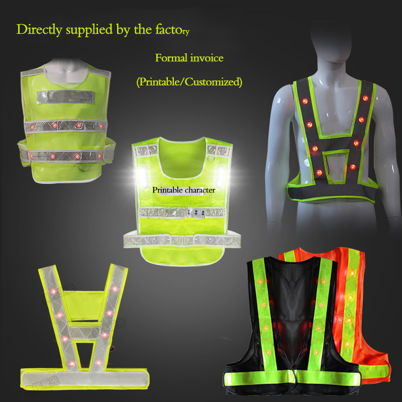 Night Version Traffic Work Security  Reflective Safety Vest With LED