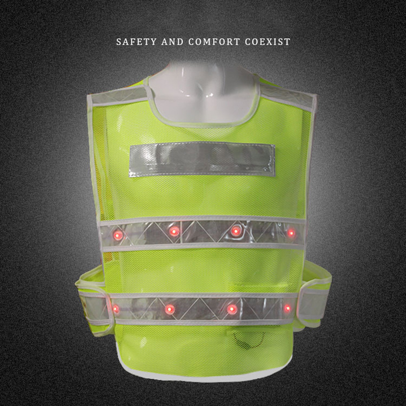 Night Version Traffic Work Security  Reflective Clothing Safety Vest With LED