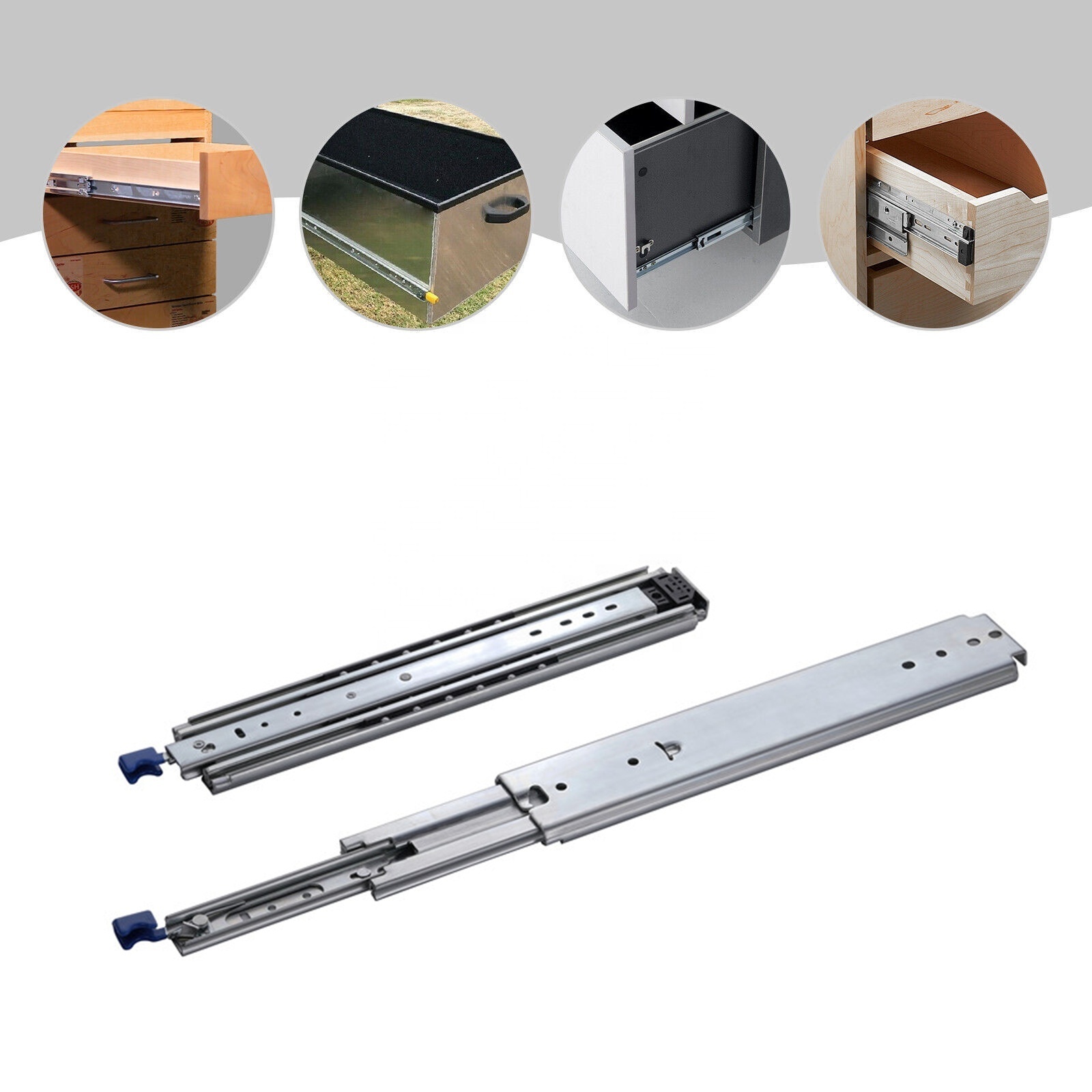 Wholesale Hardware 76mm Full Extension Track Guide Telescopic Rail Self Locking Industrial Heavy Duty Ball Bearing Drawer slide